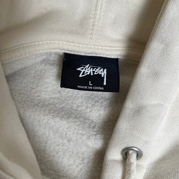 Stussy Size Large Hoodie Sweatshirt Beige Oversized Pullover Men's - Picture 4 of 8